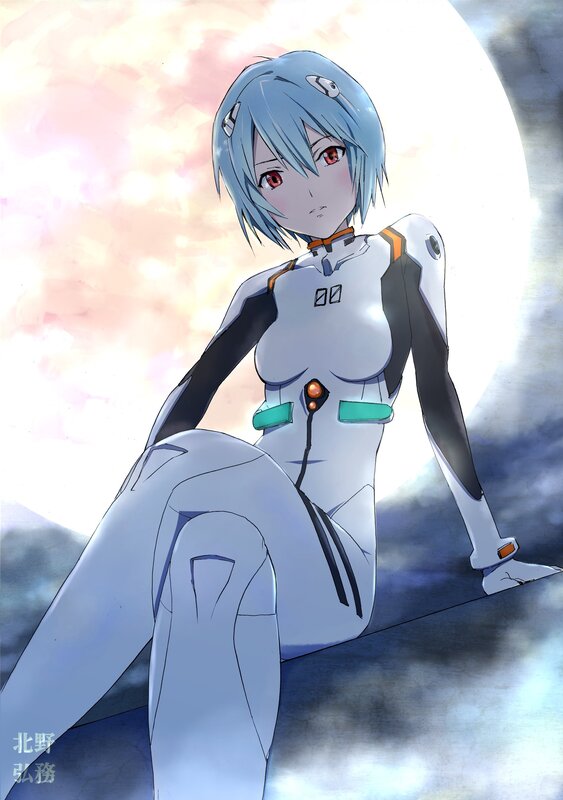 Blue-haired Anime Girl — White, Dramatic, Night