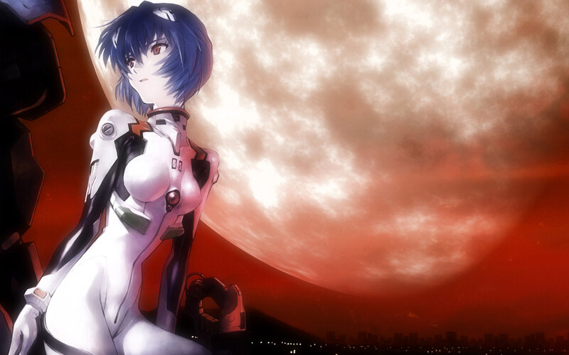 Blue-haired Anime Girl — White, Dramatic, Sunset
