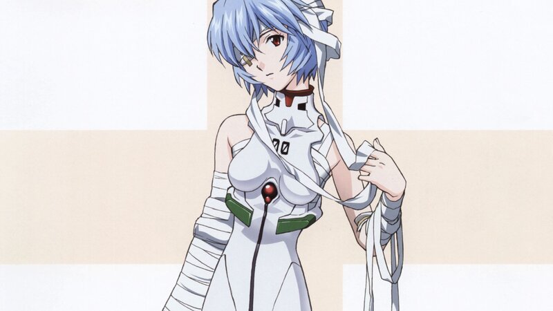 Blue-haired Anime Girl — White, Neutral, White Suit, Bandages