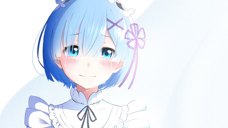 Blue-haired Anime Girl — White, Sad