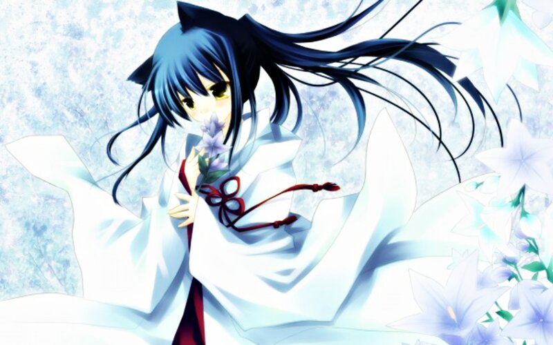 Blue-haired Anime Girl — White, Serene