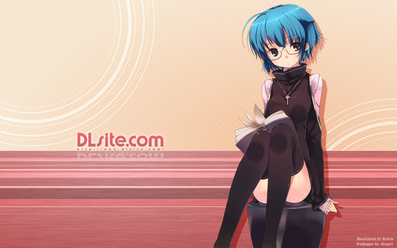 blue-haired anime girl with book
