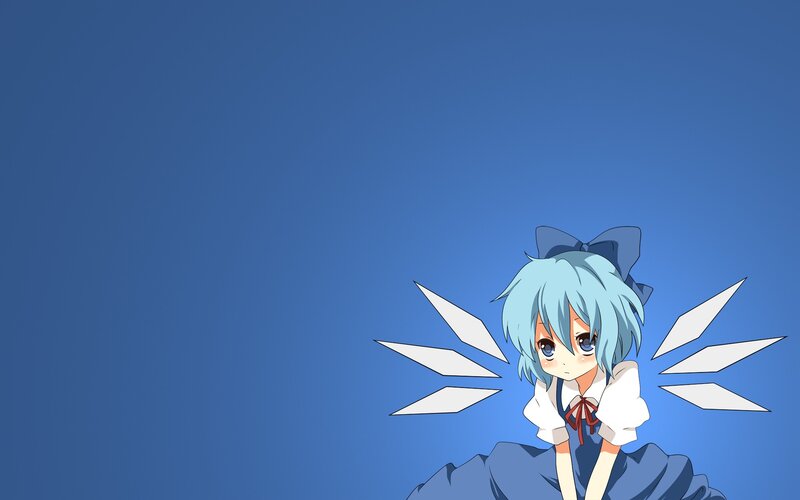 blue-haired anime girl with bow