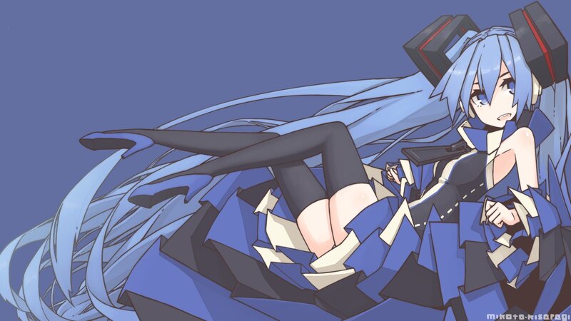 blue-haired anime girl with broken armor