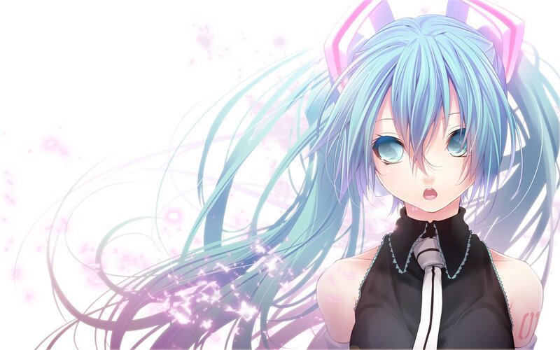 blue-haired anime girl with cat ears