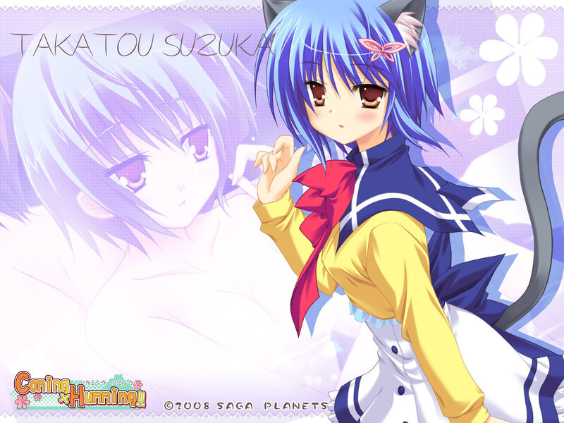 Blue-haired anime girl with cat ears