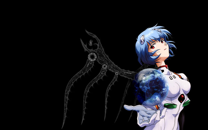 blue-haired anime girl with earth