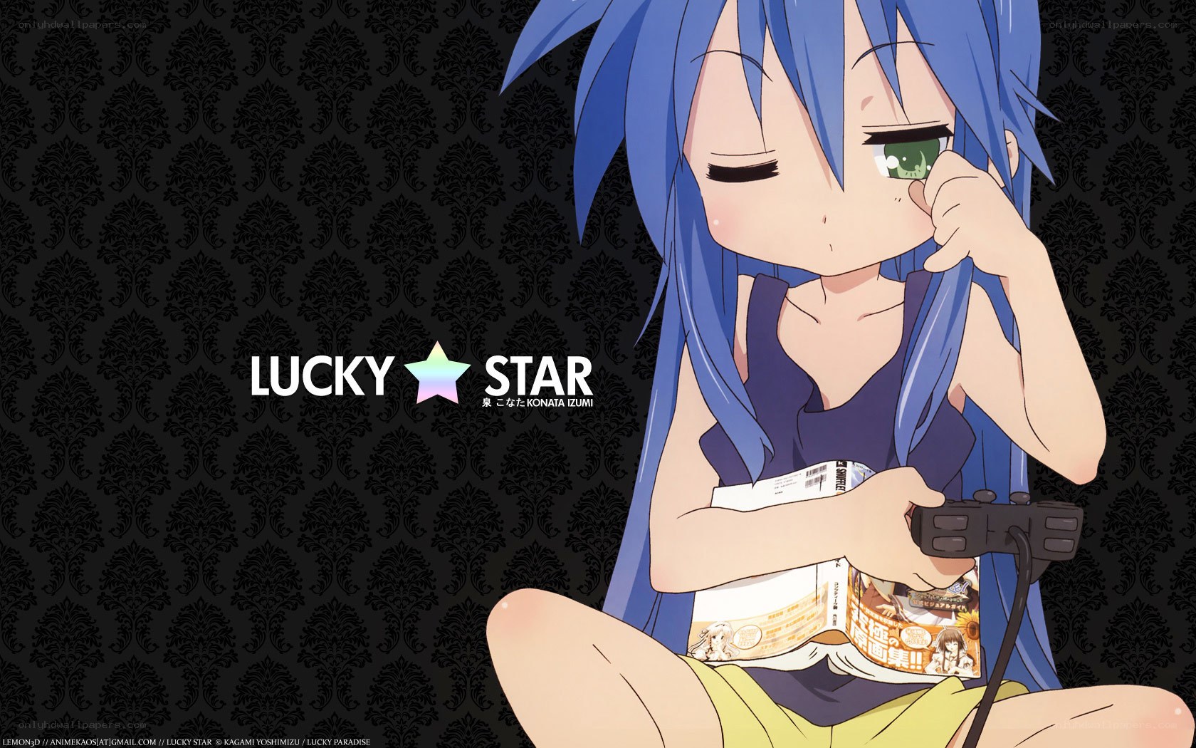 Blue-haired anime girl with game controller