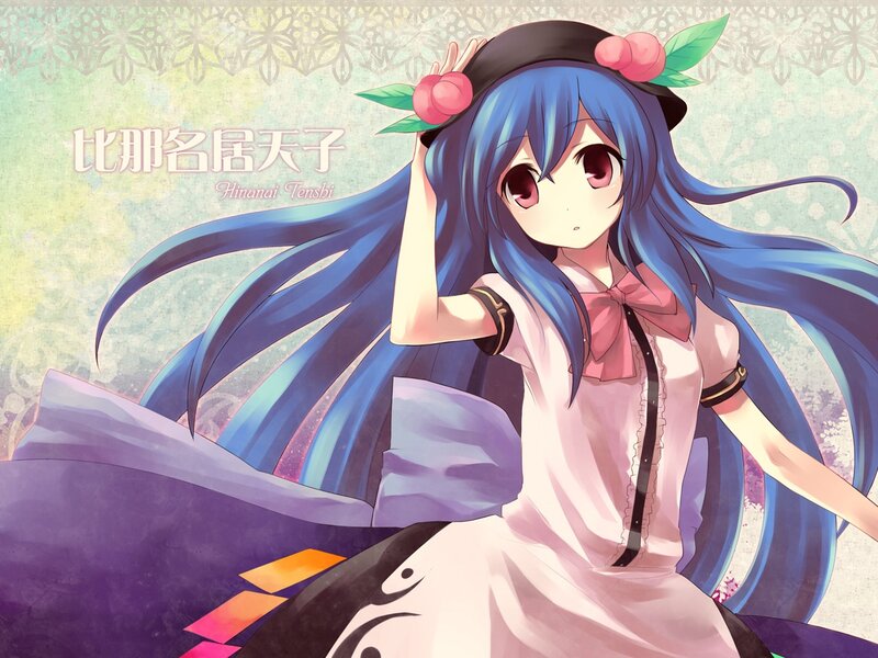 Blue-haired anime girl with hat