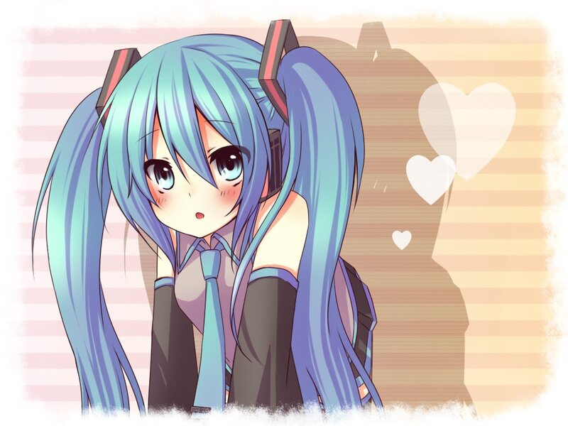 blue-haired anime girl with hearts