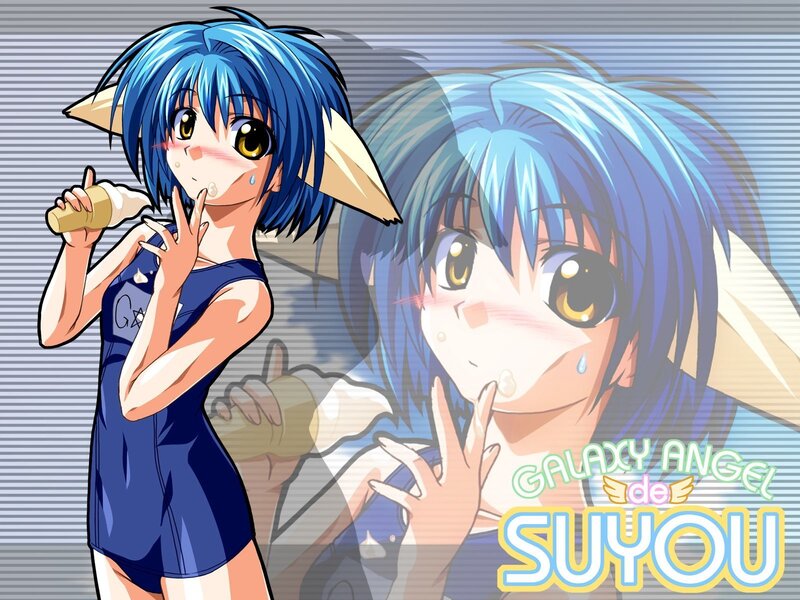Blue-haired anime girl with ice cream