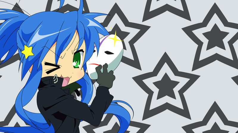 blue-haired anime girl with mask