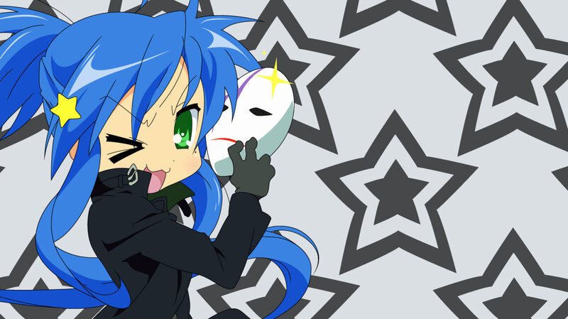 blue-haired anime girl with mask