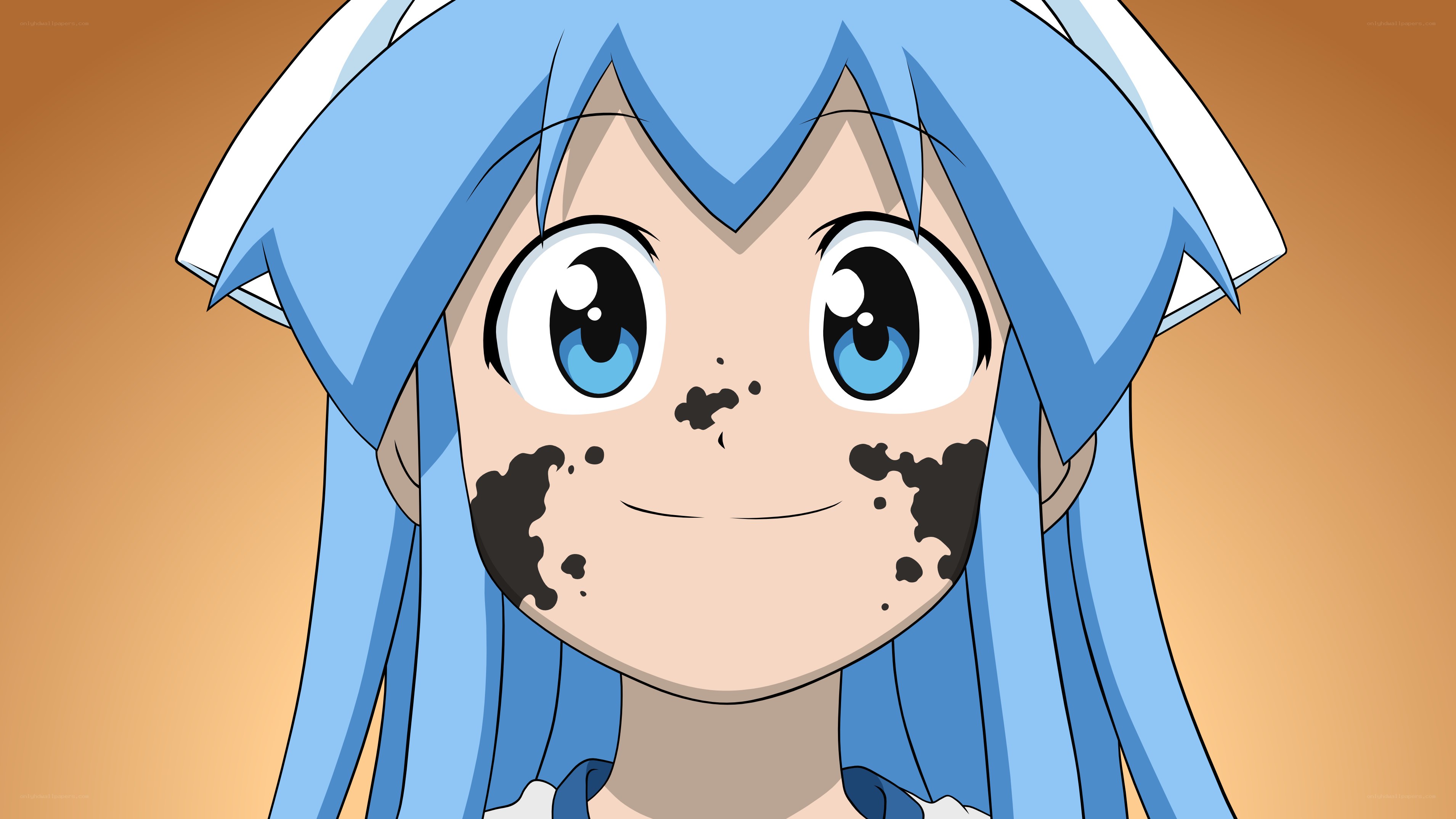 blue-haired anime girl with mud