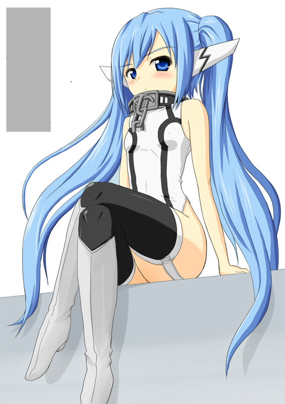 blue-haired anime girl with muzzle