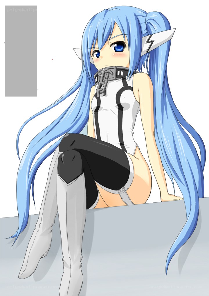blue-haired anime girl with muzzle