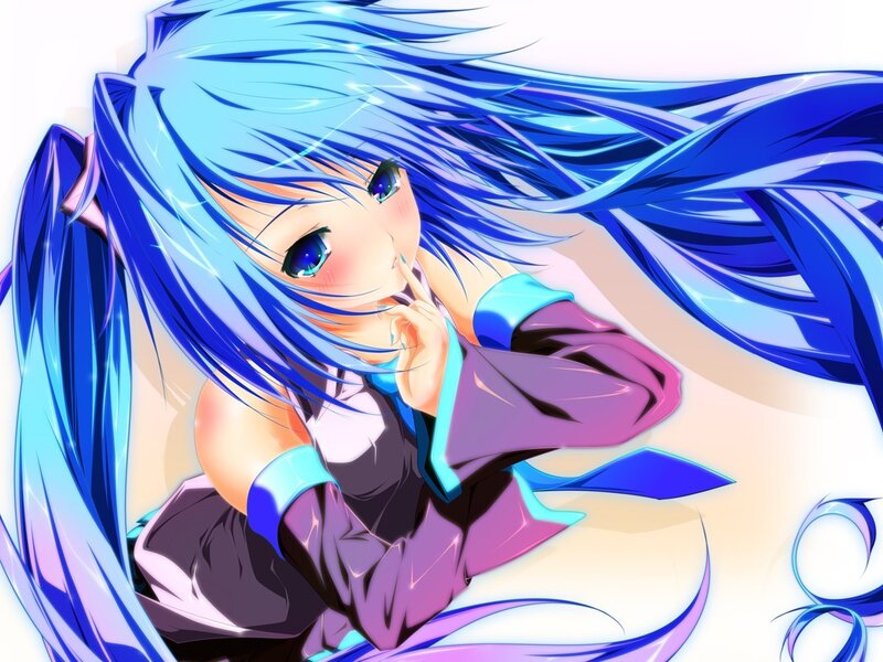 blue-haired anime girl with pigtails