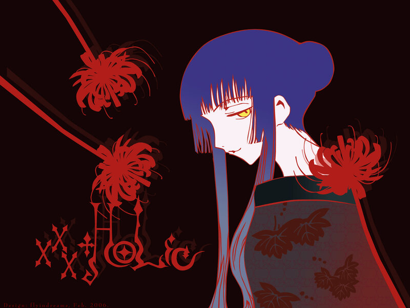 Blue-haired anime girl with red flowers
