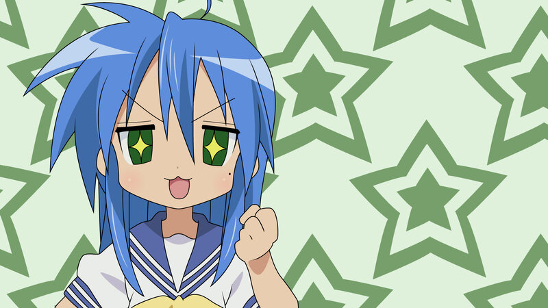 blue-haired anime girl with stars
