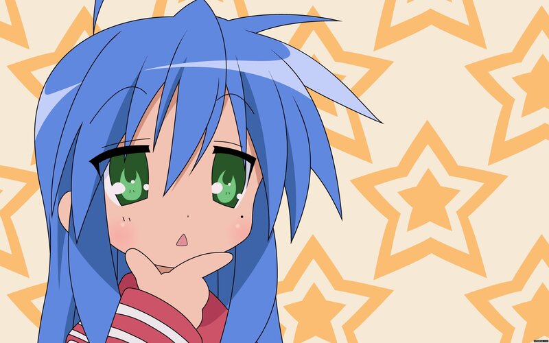 blue-haired anime girl with stars