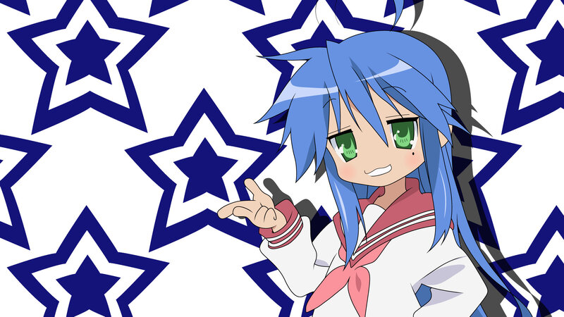 blue-haired anime girl with stars