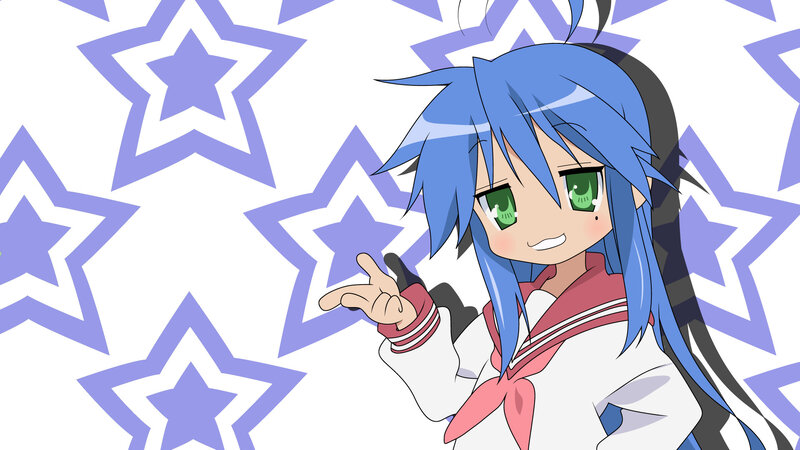 blue-haired anime girl with stars