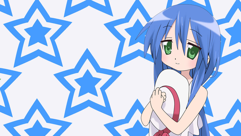 blue-haired anime girl with stars