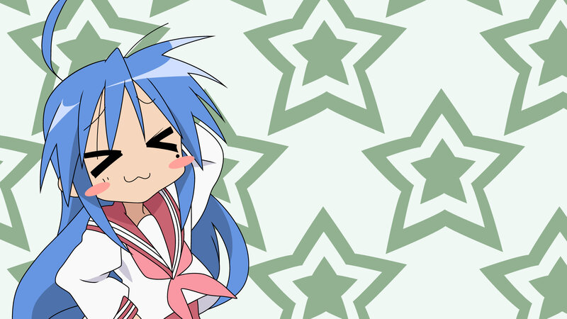 blue-haired anime girl with stars
