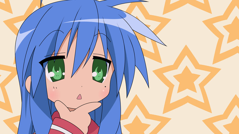 blue-haired anime girl with stars
