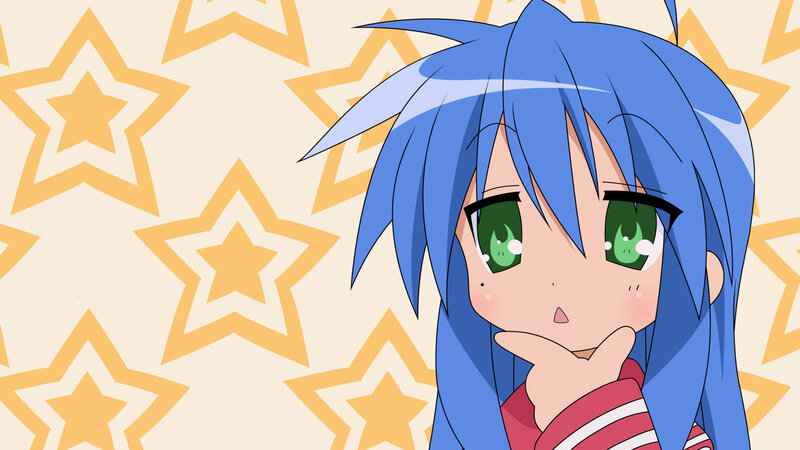 blue-haired anime girl with stars