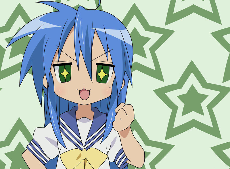 blue-haired anime girl with stars