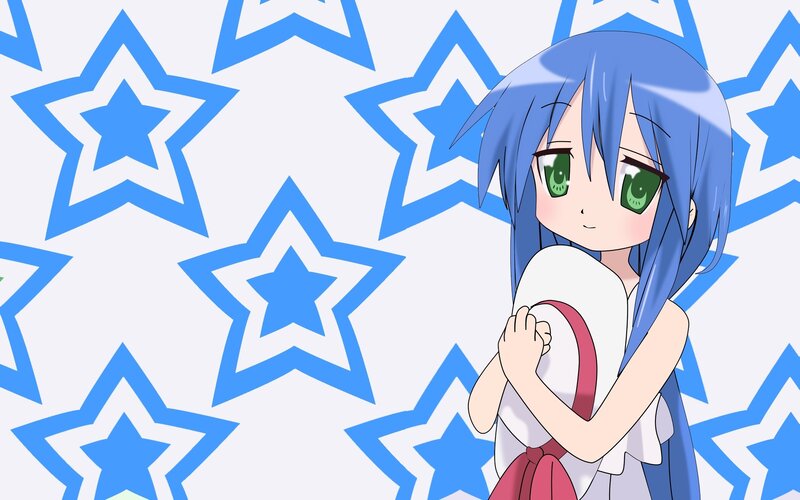 blue-haired anime girl with stars