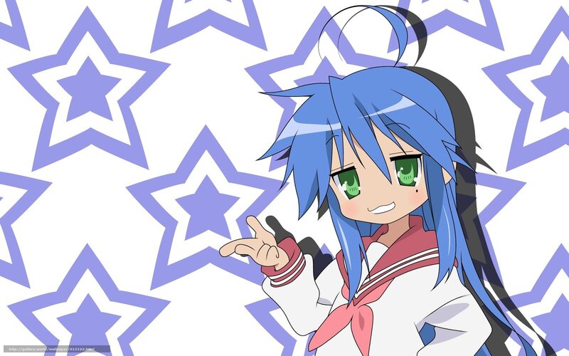 blue-haired anime girl with stars