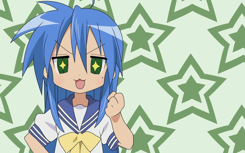 blue-haired anime girl with stars