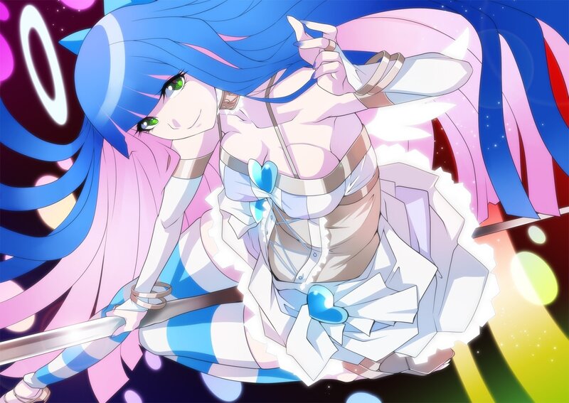 blue-haired anime girl with sword