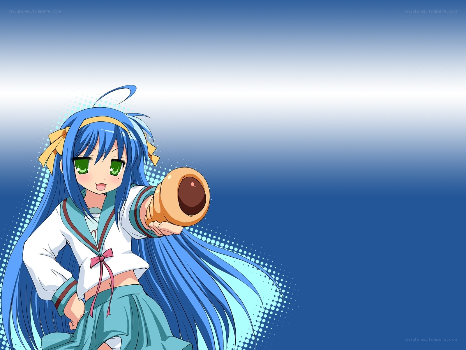 blue-haired anime girl with telescope