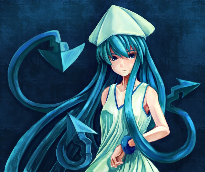 blue-haired anime girl with tentacles