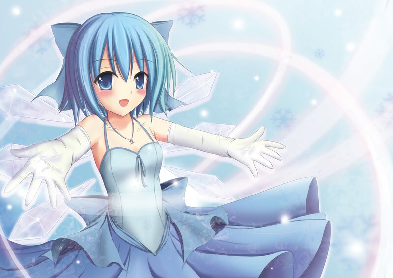 blue-haired anime girl with wings