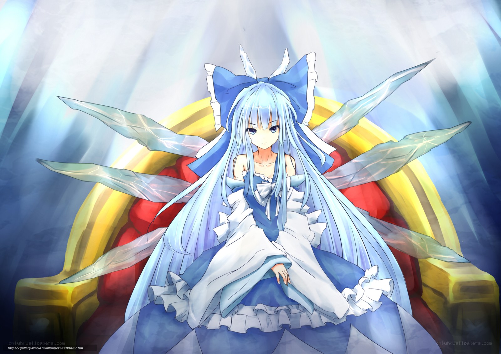 blue-haired anime girl with wings
