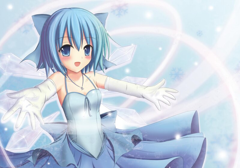 blue-haired anime girl with wings