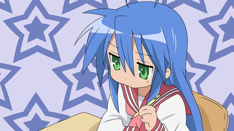 blue-haired anime girl writing