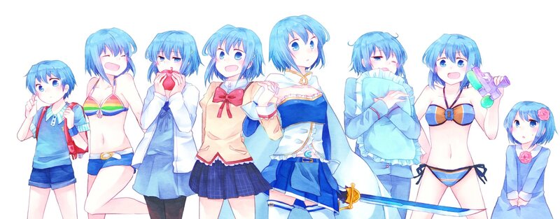 Blue-haired anime girls collection