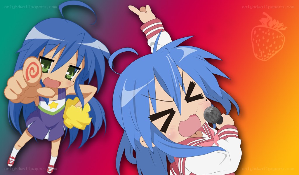 Blue-haired anime girls performing