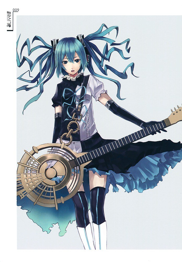 blue-haired anime guitarist