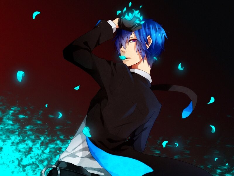 Blue-haired Anime Man — Black
