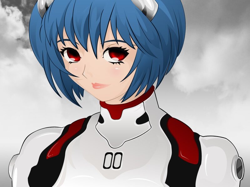 blue-haired anime pilot