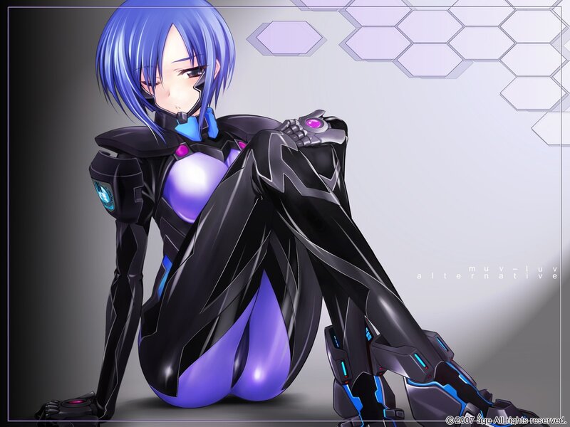 blue-haired anime pilot character