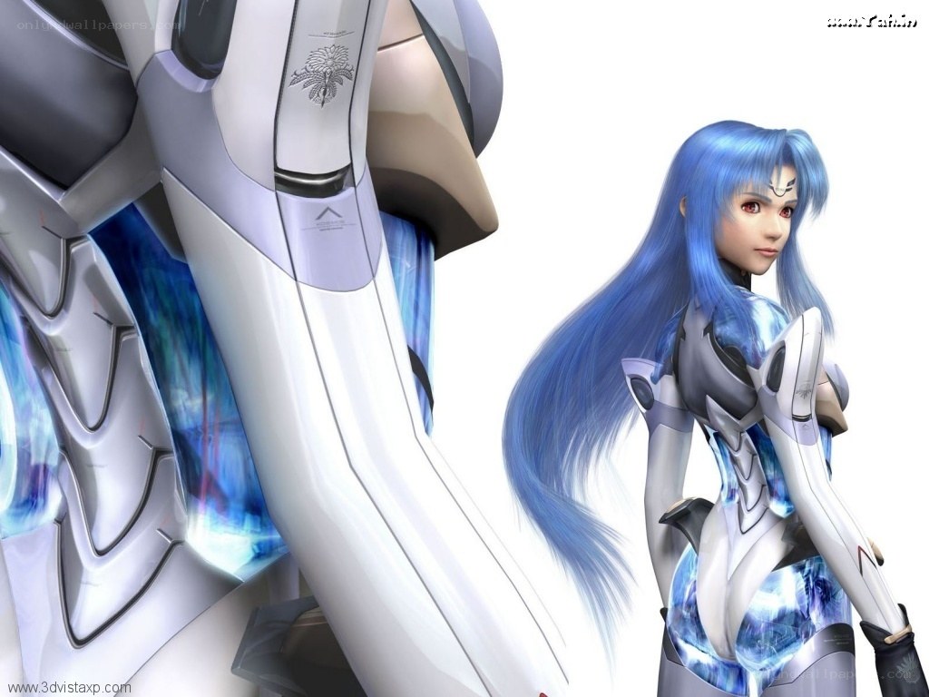 Blue-haired anime pilot with mecha