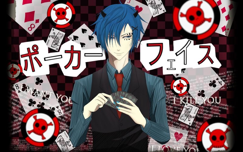 Blue-haired anime poker dealer