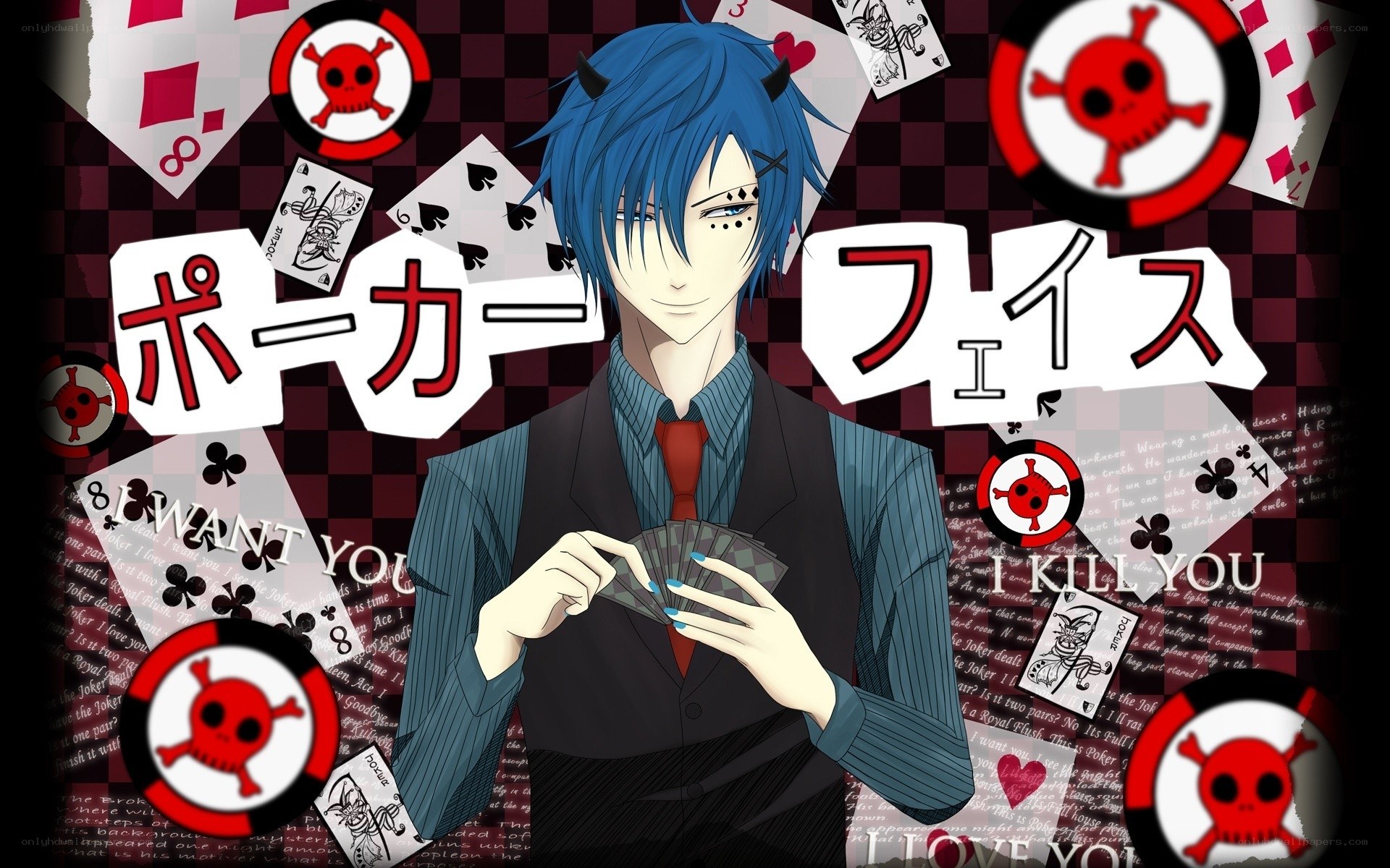 Blue-haired anime poker dealer